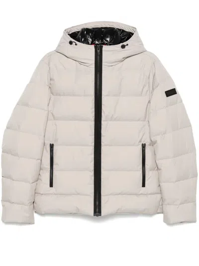 Fay Light Beige Double Front Down Jacket In Ivory