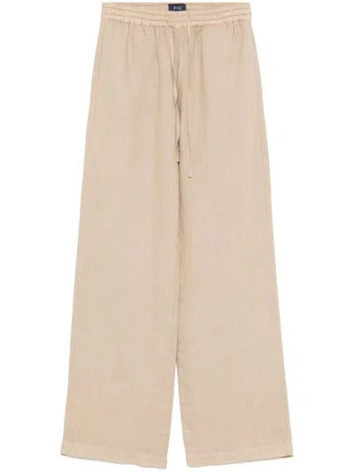 Fay Light Beige Jeans With Elasticated Drawstring Waistband And Functional Pockets