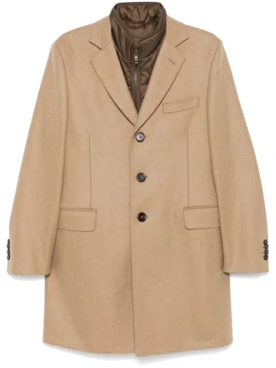 FAY FAY LIGHT BEIGE/BROWN SINGLE BREASTED COAT
