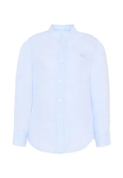 Fay Kids' Light Bleu Shirt For Boy With Logo In Blue