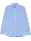 Fay Tailored Shirt With Cutaway Collar And Cuffed Sleeves In Light Blue