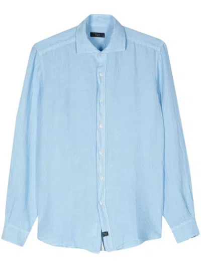 FAY LIGHT BLUE LONG-SLEEVES LINEN SHIRT