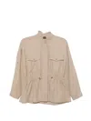 Fay Light Brown Solid Mandarin Collar Blazer In Brown