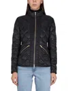 Fay Quilted Black Down Jacket With High Collar