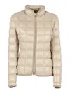 Fay Light Feather Jacket With Grooved Edges And Chain In Neutral