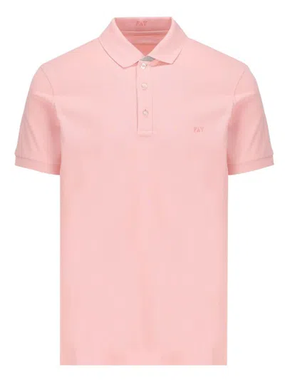 Fay Light Pink Polo Piquet Stretch Bicolor