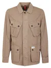 Fay Lightweight Cotton Jacket With Button-up Closure In Brown