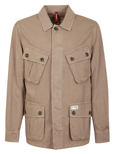 Fay Lightweight Cotton Jacket With Button-up Closure In Brown