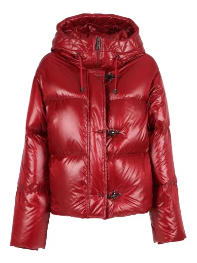 Fay Lightweight Puffer Jacket With Hood In Red
