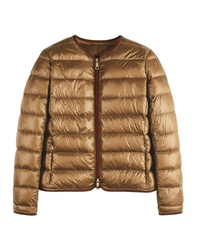 Fay Lightweight Quilted Down Jacket With Minimalistic Design In Brown