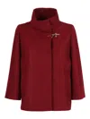 Fay Lined Wool Blend Cape With Hook Closure In Red