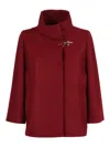Fay Lined Wool Blend Cape With Hook Closure In Red