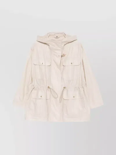 FAY LINEN AND COTTON BLEND PARKA COAT