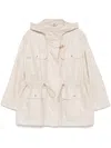 Fay Linen And Cotton Blend Parka Coat In Neutral