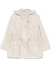 Fay Linen And Cotton Blend Parka Coat In Neutral