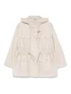 Fay Linen And Cotton Blend Parka Coat In Neutral