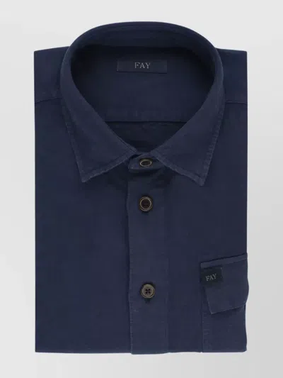 Fay Linen And Cotton Blend Shirt With Pockets In Multi