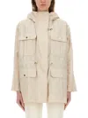 Fay Linen And Cotton Blend Parka Coat In Beige