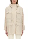 Fay Linen And Cotton Blend Parka Coat In Beige