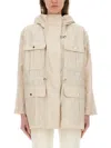 Fay Linen And Cotton Blend Parka Coat In Beige