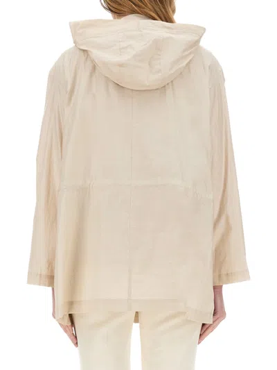Fay Linen And Cotton Canvas Parka In Beige
