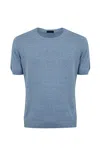 Fay Linen And Cotton T-shirt In Azzurro