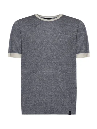 Fay Linen And Cotton T-shirt In Blue