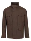 Fay Linen Canvas Field Jacket Jackets Brown In Brown