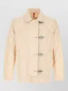 Fay Linen Jacket Collared Neck Front Flap In Brown