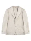 Fay Linen Patch-pocket Jacket In Neutral