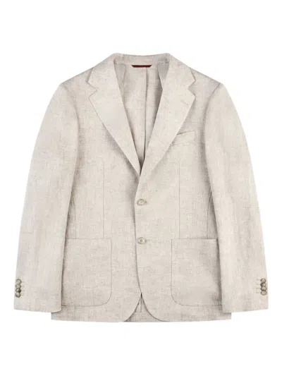 Fay Linen Patch-pocket Jacket In Neutral