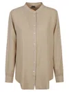 Fay Vegan Linen Shirt With Mandarin Collar In Beige
