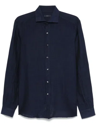 Fay Linen Shirt In Blue