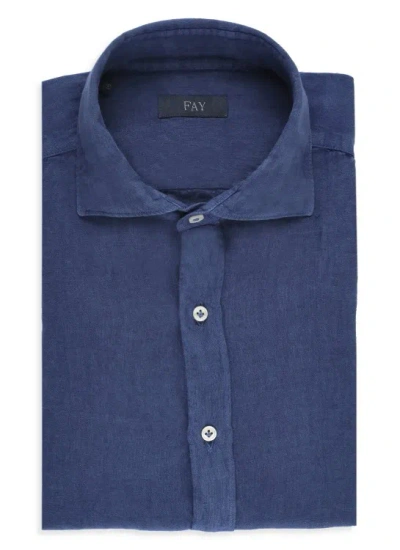 Fay Linen Shirt In Blue