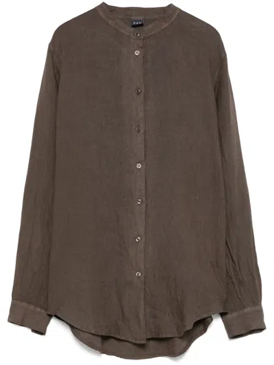 Fay Linen Shirt In Brown