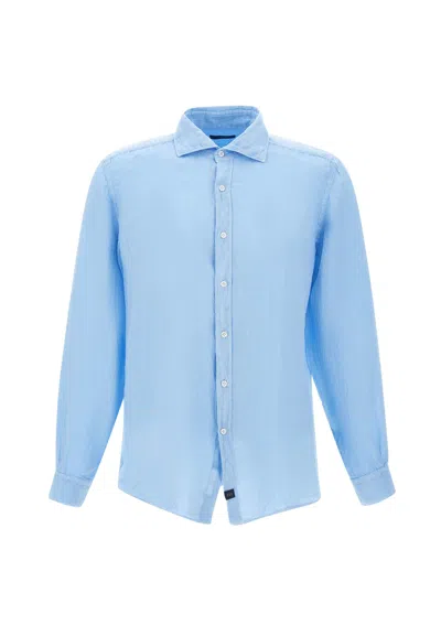 Fay Linen Shirt In Clear Blue