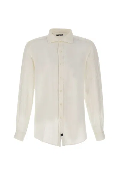 Fay Linen Shirt Shirt In Bianco