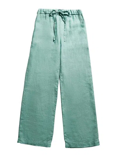 Fay Easy Wide-leg Linen Trousers In Green
