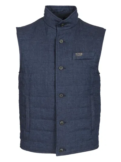 Fay Linen Vest Jackets Blue