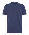 Fay Blue Crewneck T-shirt With Pocket And Logo In Blue