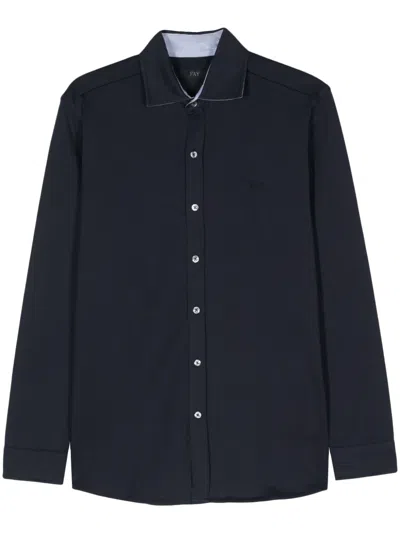 Fay Logo-embroidered Jersey Shirt In 蓝色