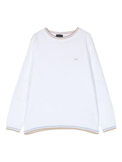 Fay Kids' Logo-embroidered Knitted Jumper In White