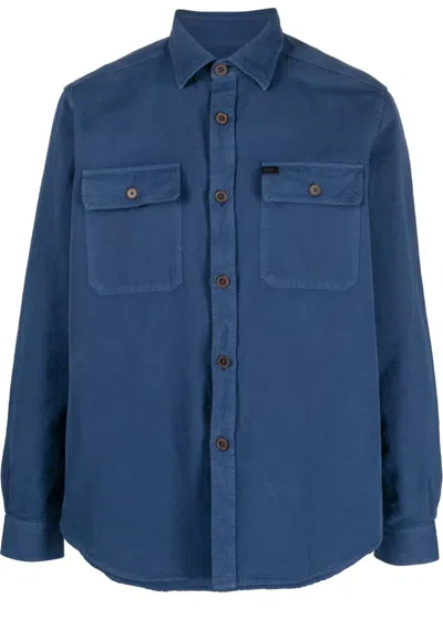Fay Shirt With Button-down Collar And Chest Pockets In Blue