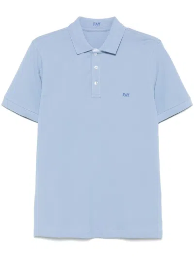 Fay Logo-embroidered Polo Shirt In Blue