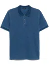 Fay Blue Polo Shirt Short-slevees With Embroidered Logo In Blue