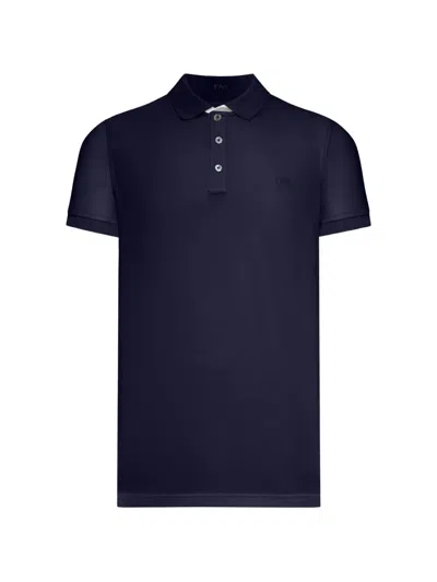Fay Logo-embroidered Polo Shirt In Blue