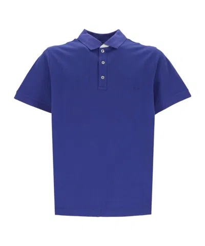 Fay Logo-embroidered Polo Shirt In Blue