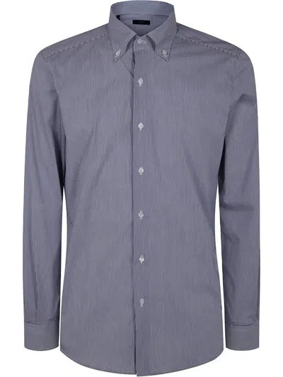 Fay Logo-embroidered Shirt In Blue