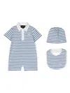 Fay Logo-embroidered Striped Romper In White
