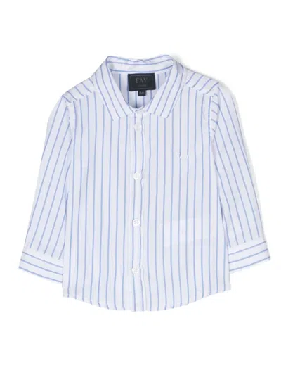 Fay Babies' Logo-embroidered Striped Shirt In Weiss